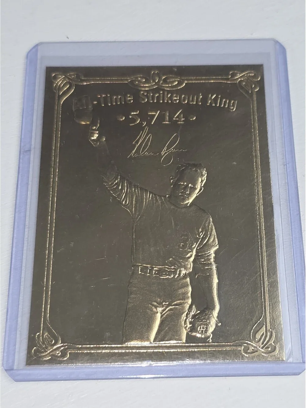 NOLAN RYAN RANGERS HOF 1996 BLEACHERS ALL-TIME STRIKEOUT KING 23K GOLD (SB-4)